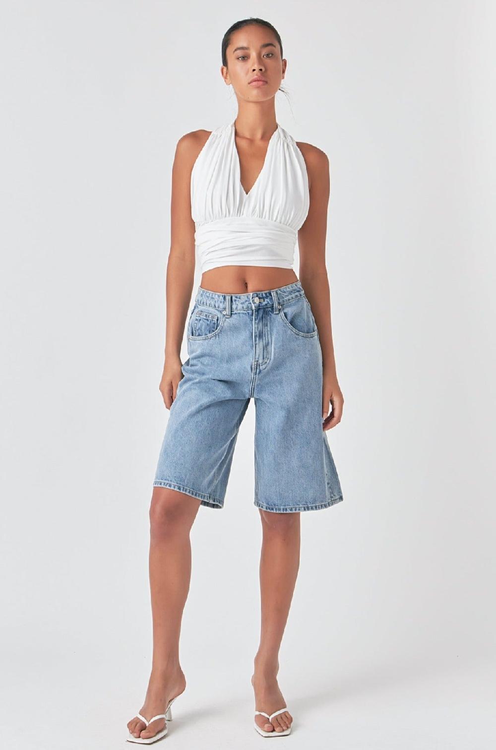 Endless Rose Convertible Knit Strap Top WHITE