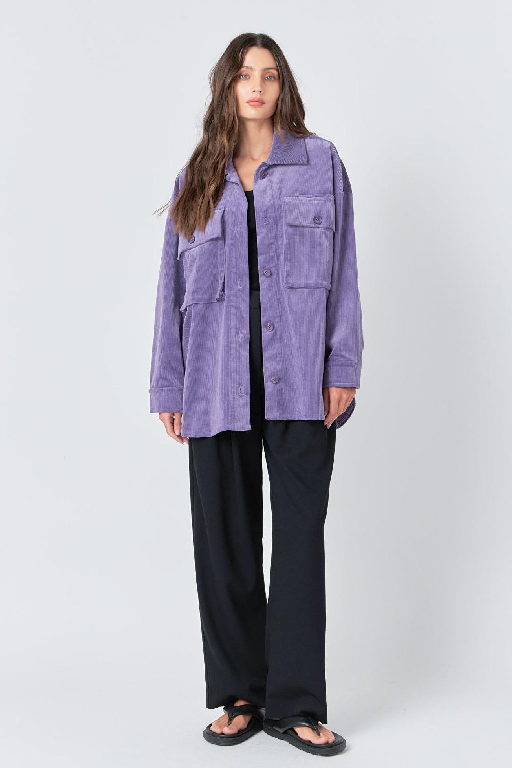 Endless Rose Corduroy Oversized Jacket PURPLE