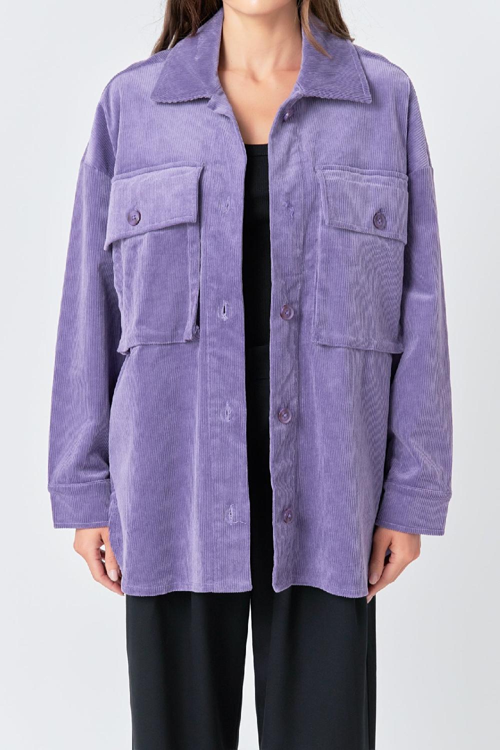 Endless Rose Corduroy Oversized Jacket PURPLE