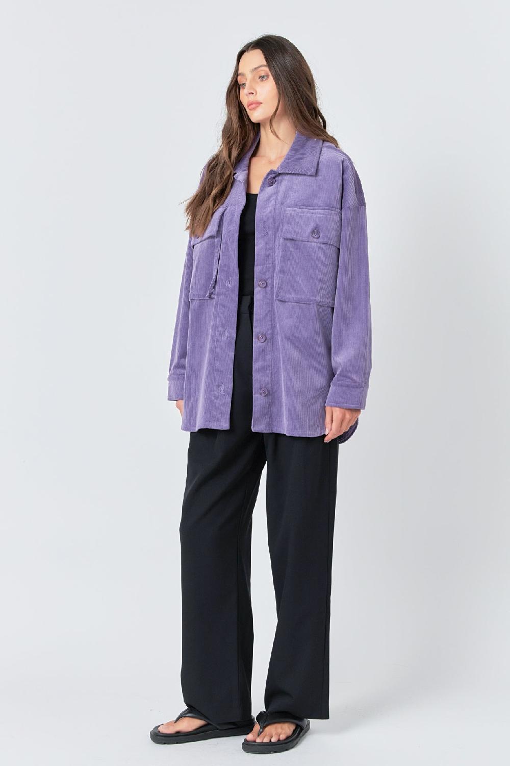 Endless Rose Corduroy Oversized Jacket PURPLE