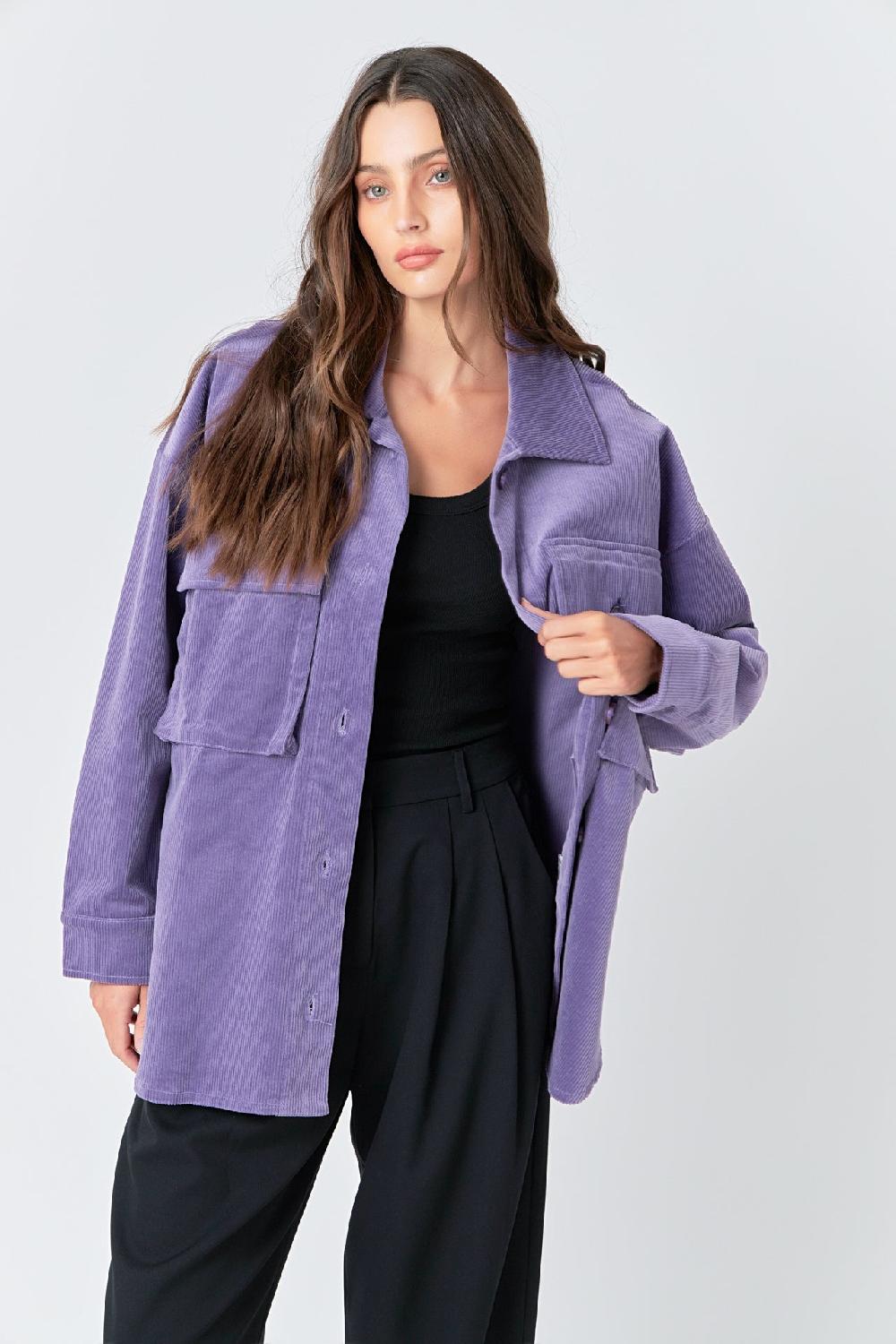 endless rose Corduroy Oversized Jacket PURPLE