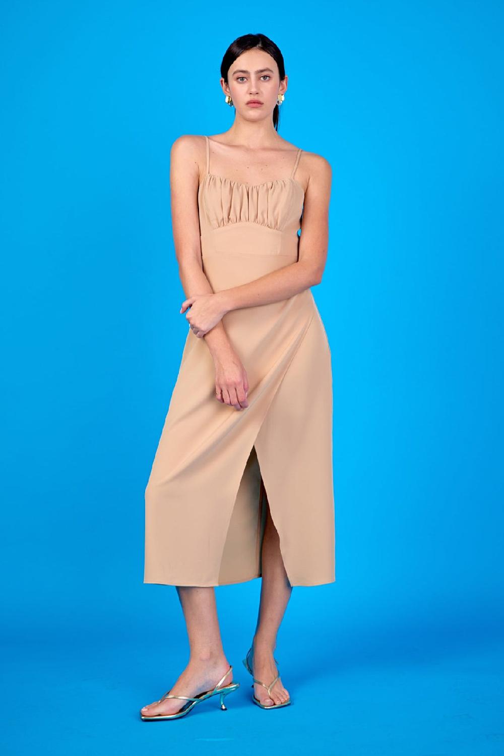 endless rose Corset Bust Maxi Dress KHAKI