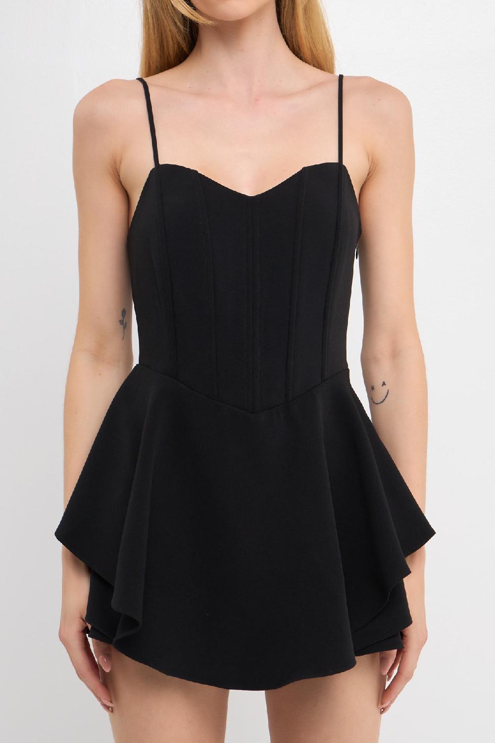 Endless Rose Corset Bustier Ruffled Romper BLACK