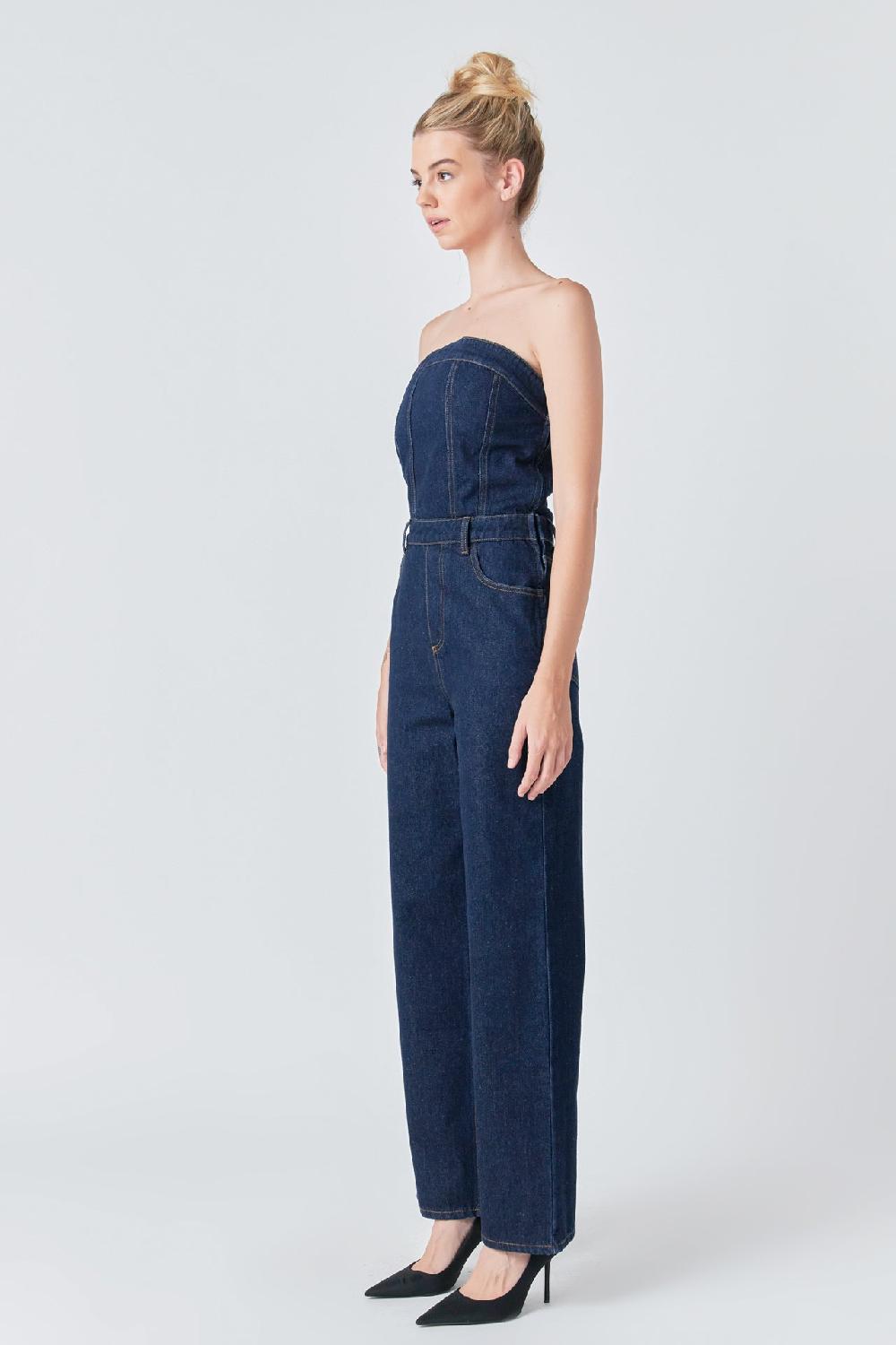Endless Rose Corset Denim Jumpsuit NAVY