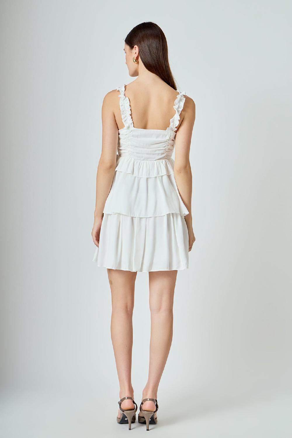 Endless Rose Corset Ruched Tiered Mini WHITE