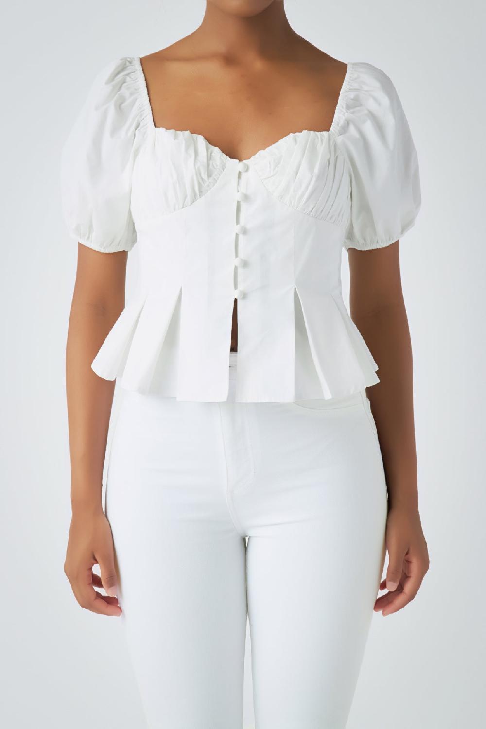 Endless Rose Corset Top With Pleats WHITE