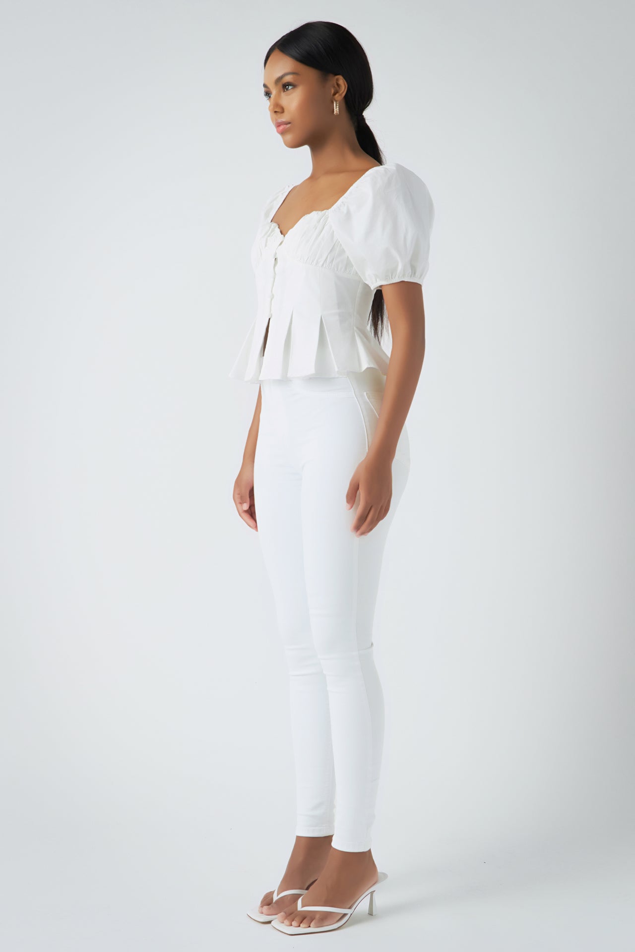 Endless Rose Corset Top With Pleats WHITE