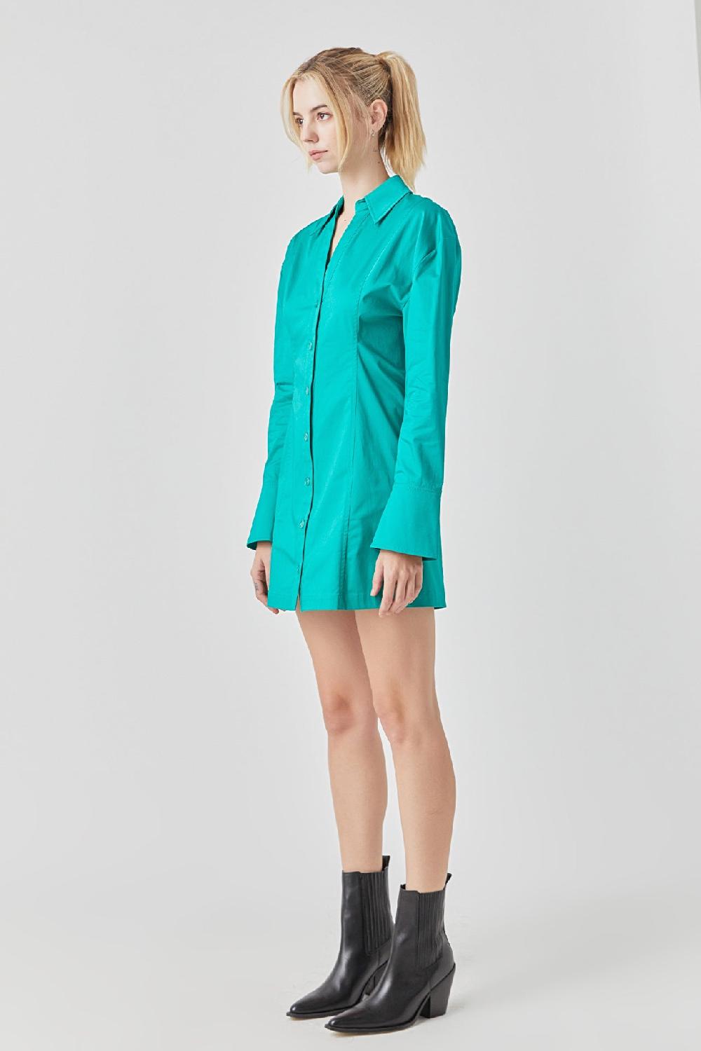 Endless Rose Cotton Shirt Dress GREEN