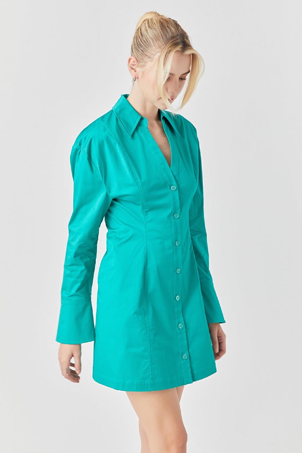Endless Rose Cotton Shirt Dress GREEN