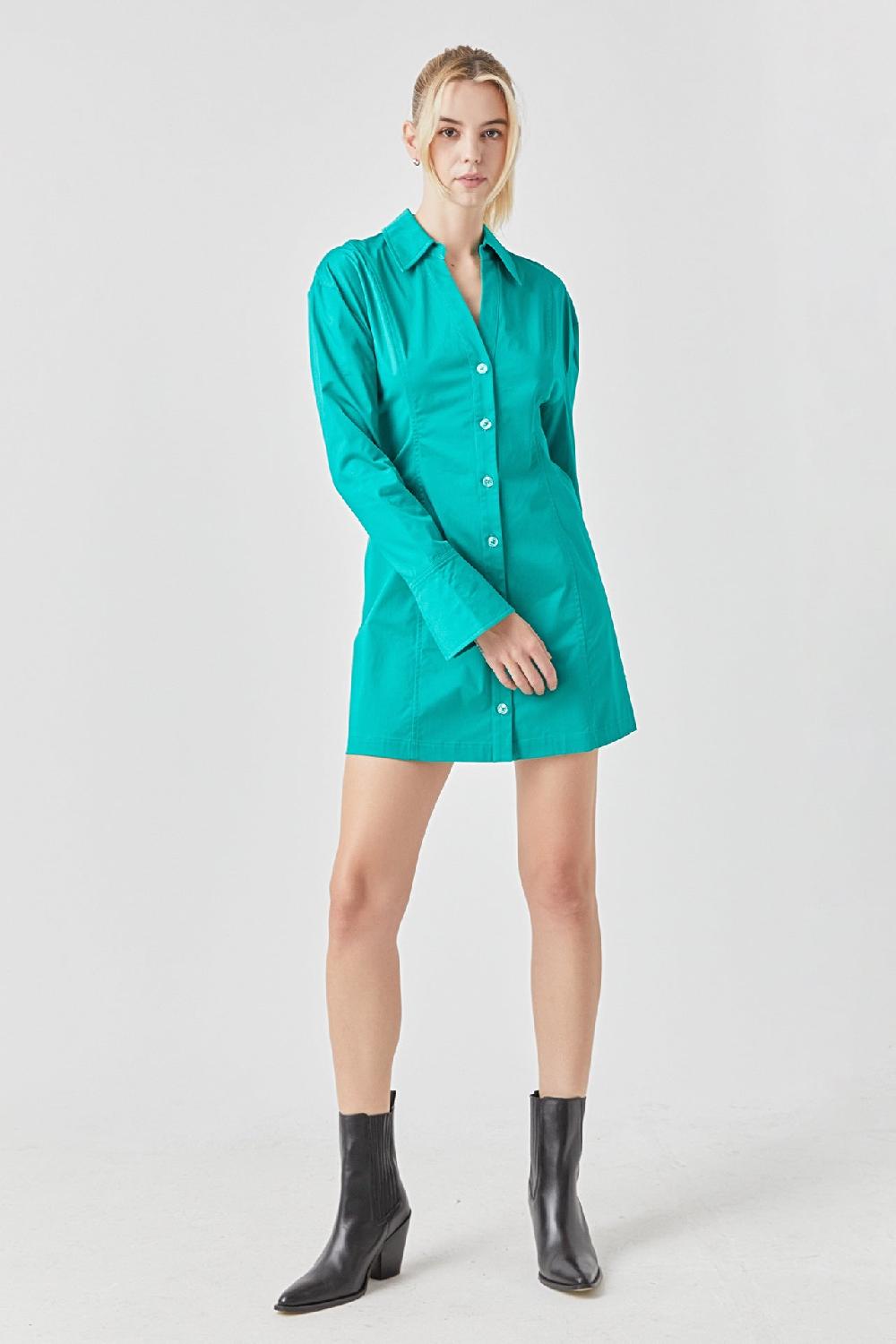 endless rose Cotton Shirt Dress GREEN