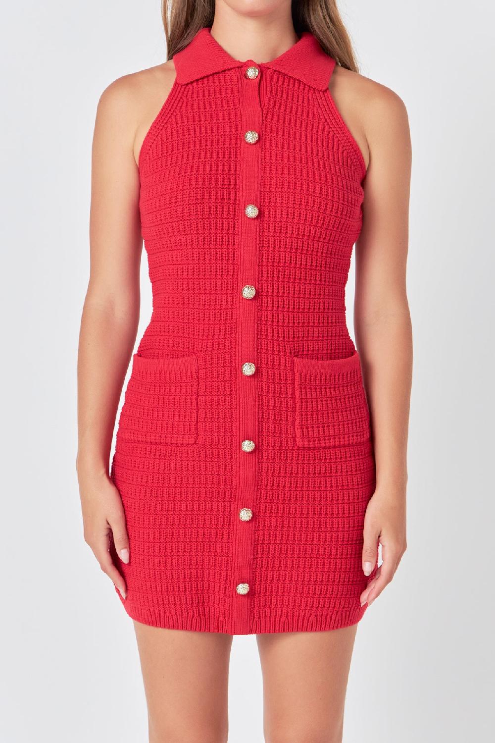 Endless Rose Crochet Knit Dress RED