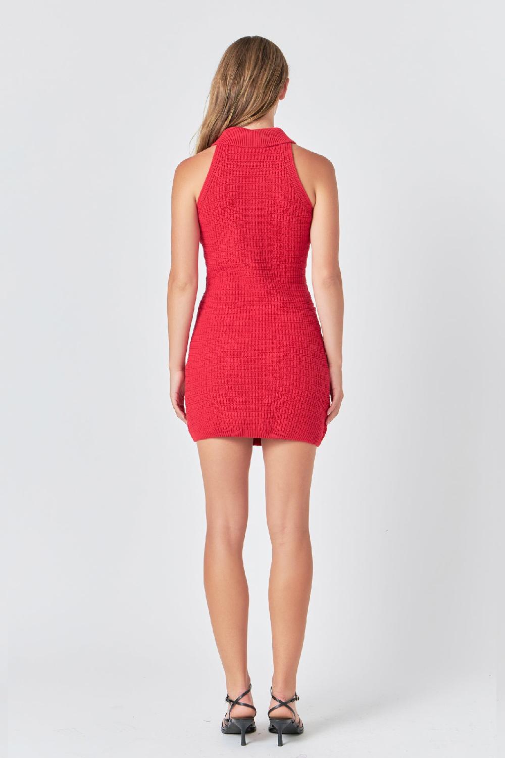 Endless Rose Crochet Knit Dress RED