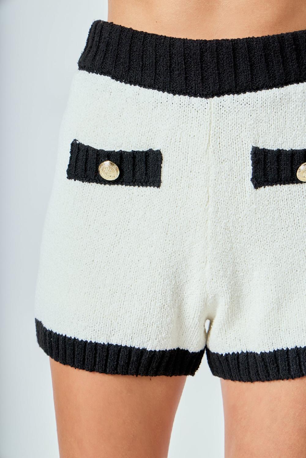 Endless Rose Crochet Knit Shorts IVORY/BLACK