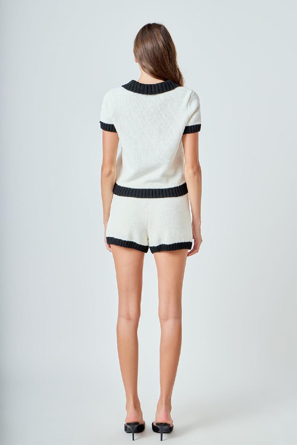 Endless Rose Crochet Knit Shorts IVORY/BLACK