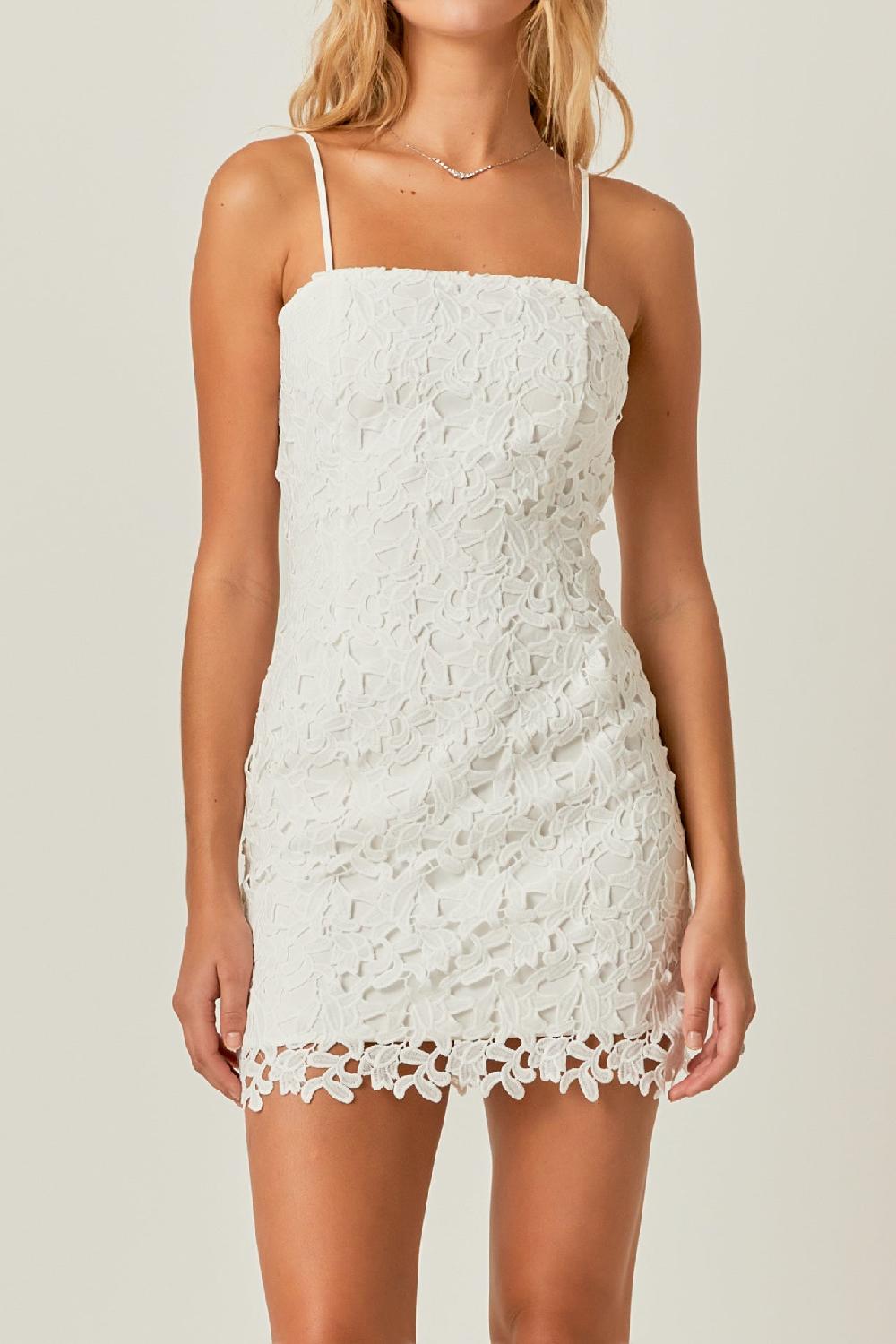 Endless Rose Crochet Lace Bodycon Mini WHITE