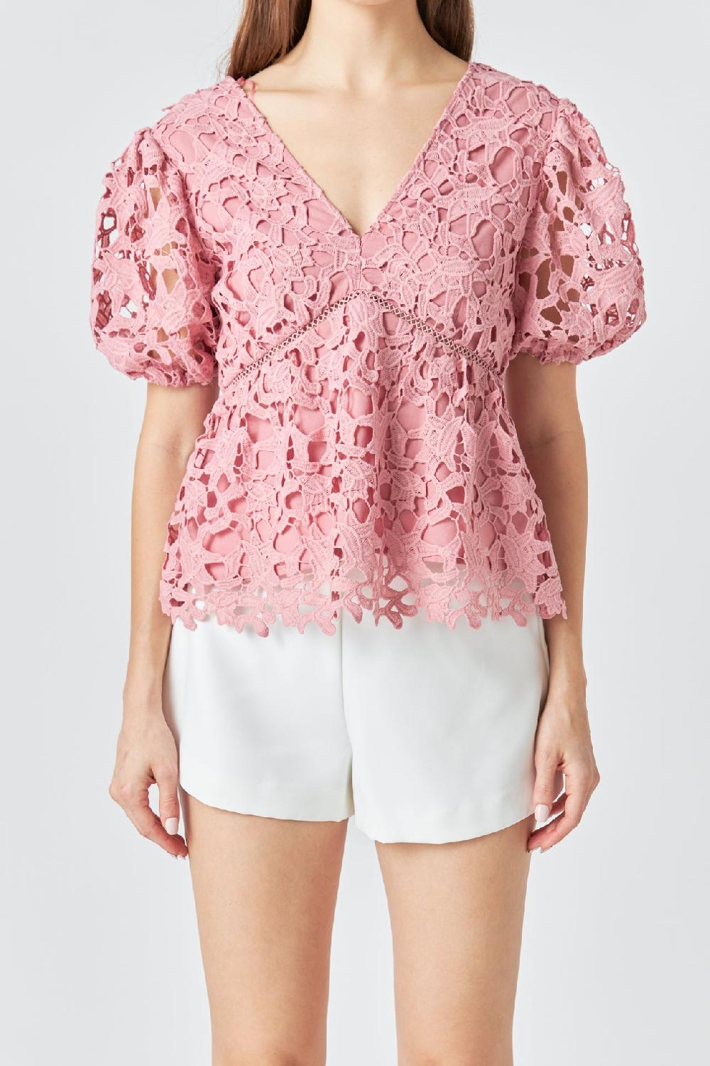 Endless Rose Crochet Lace Top MAUVE