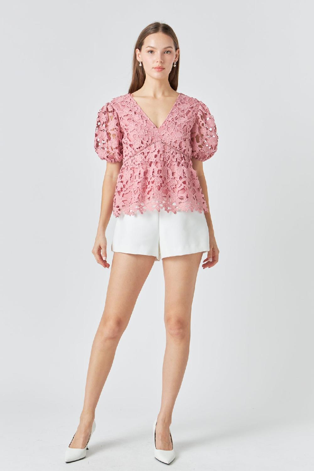 endless rose Crochet Lace Top MAUVE