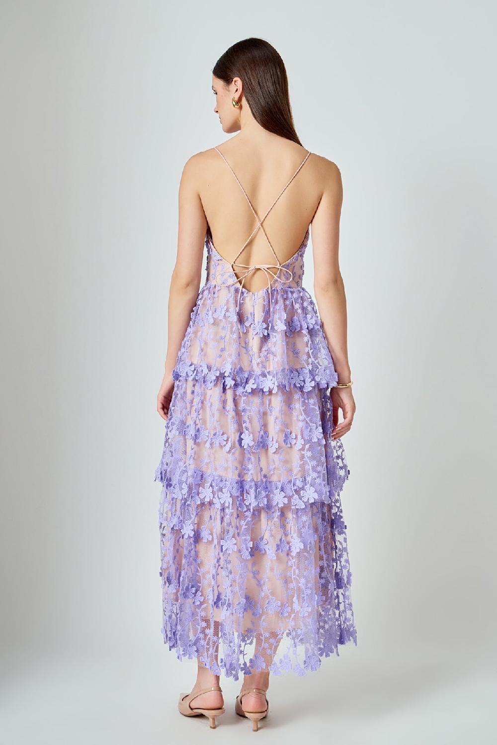 Endless Rose Crochet Layered Midi Dress WHITE