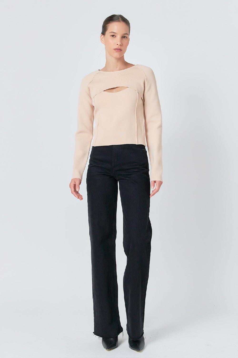 endless rose Cropped 2 Piece set Sweater IVORY