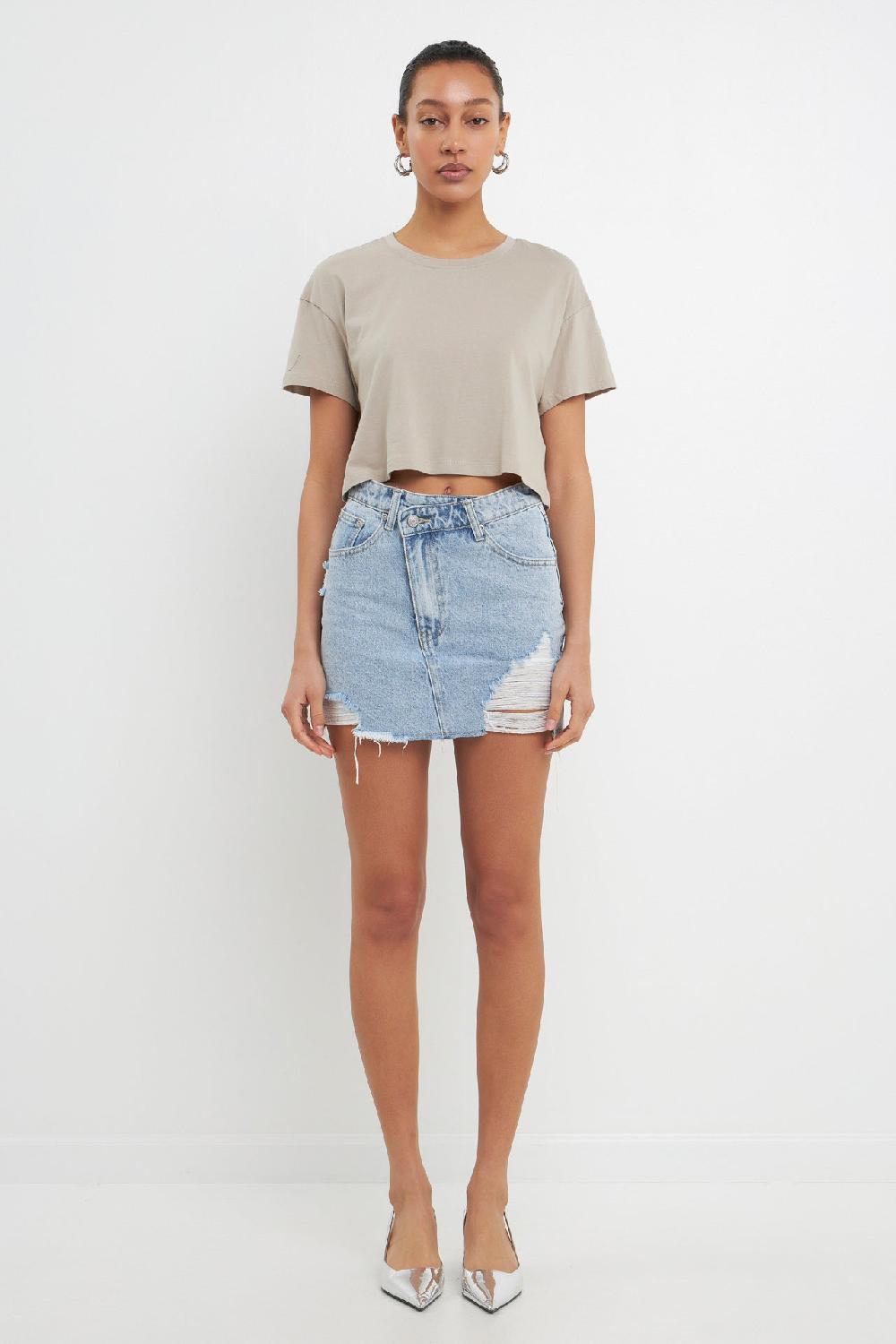 Endless Rose Cropped Basic T-Shirt TAUPE