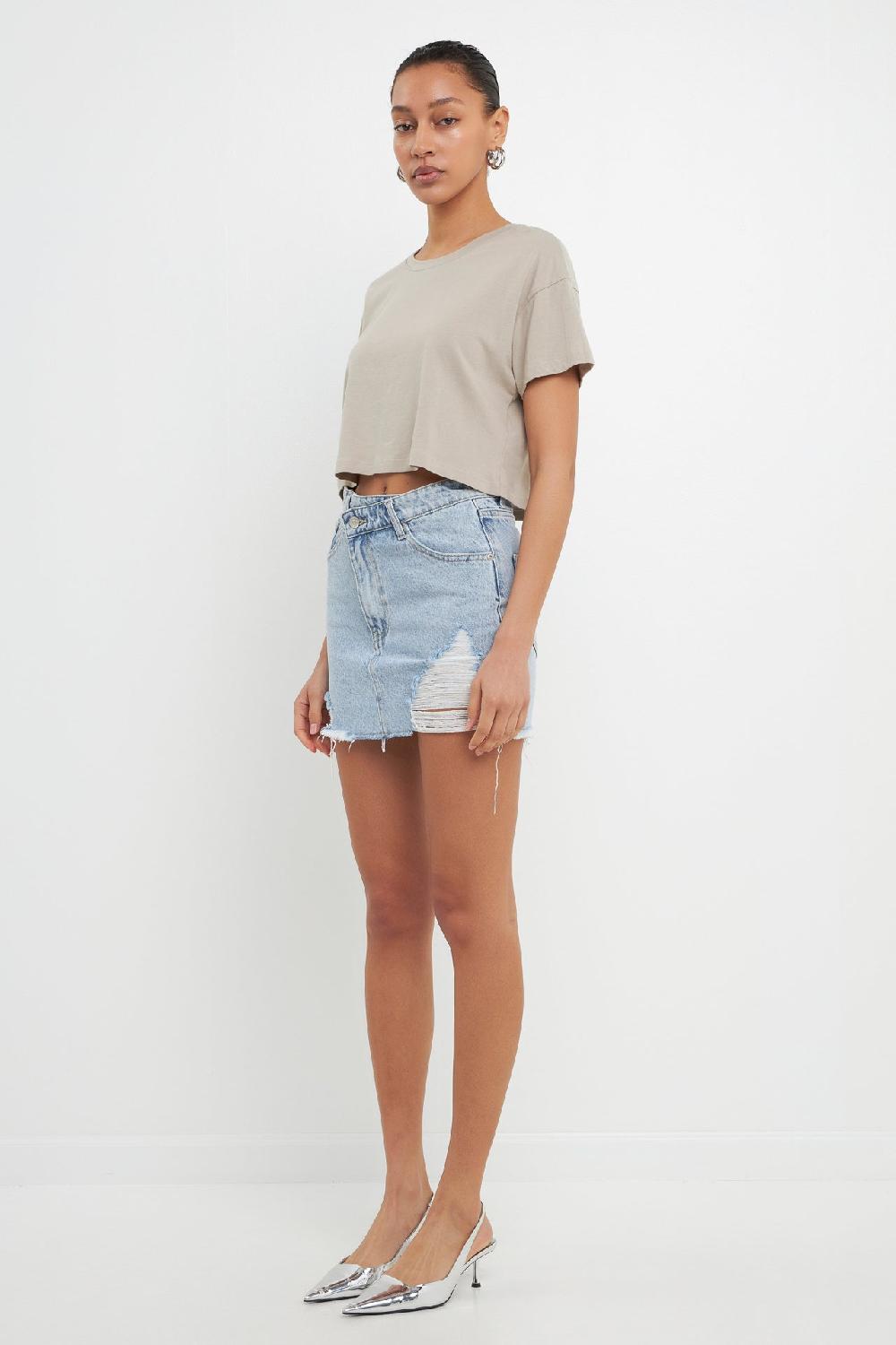 Endless Rose Cropped Basic T-Shirt TAUPE