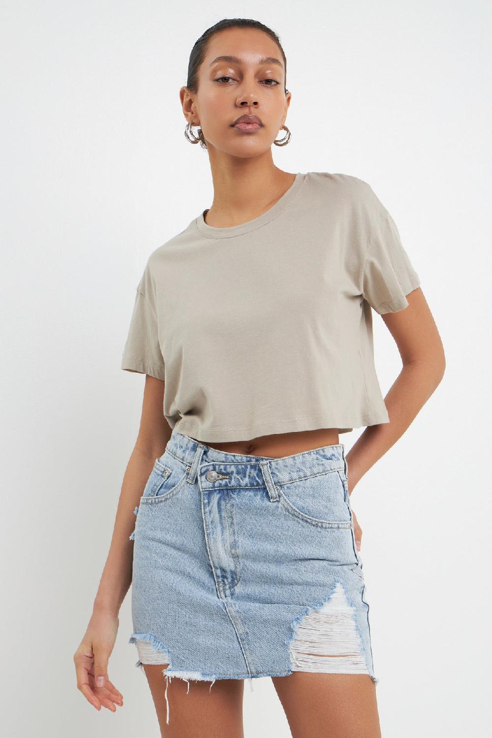 Endless Rose Cropped Basic T-Shirt TAUPE