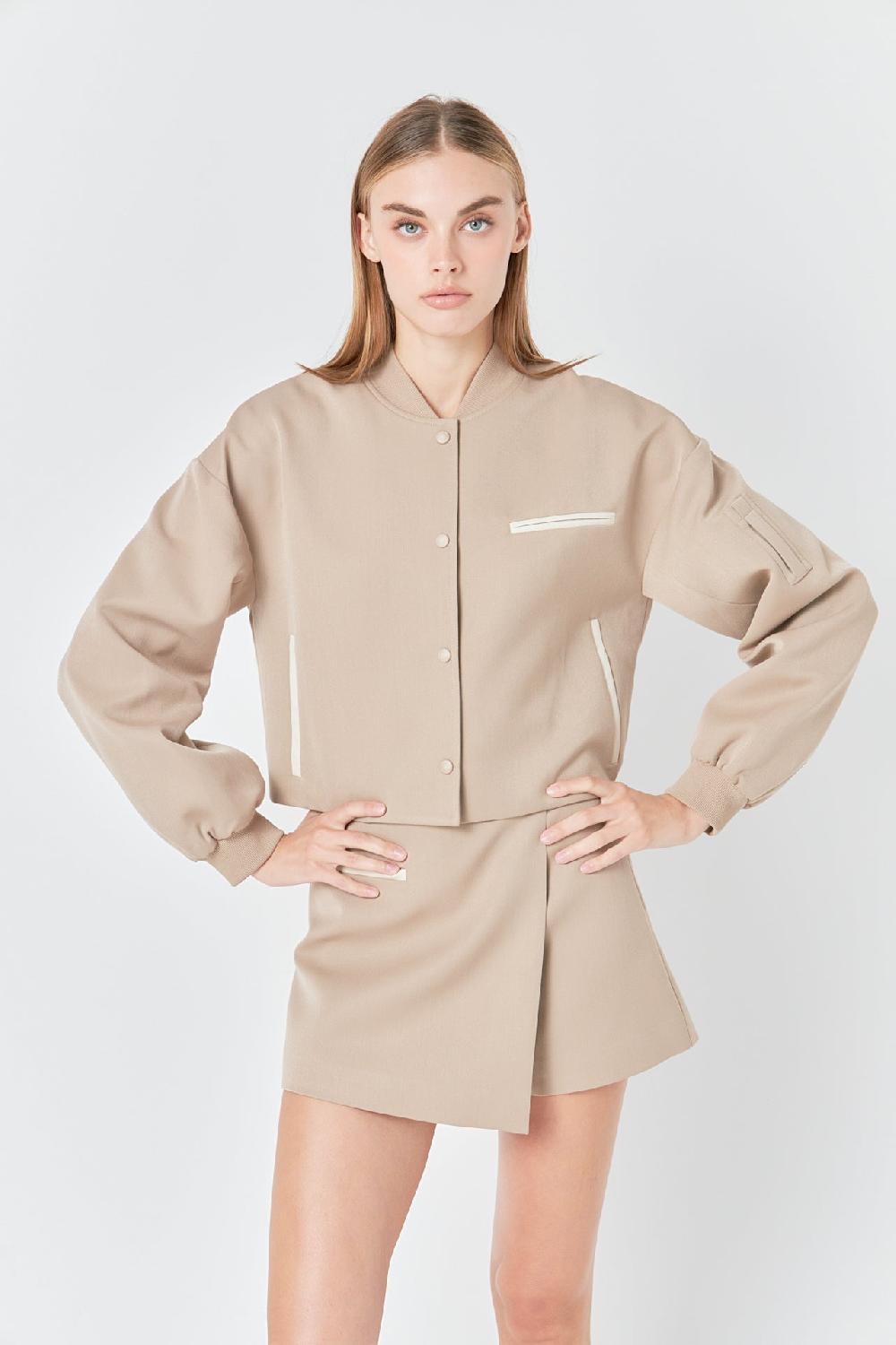 endless rose Cropped Bomber Jacket TAUPE