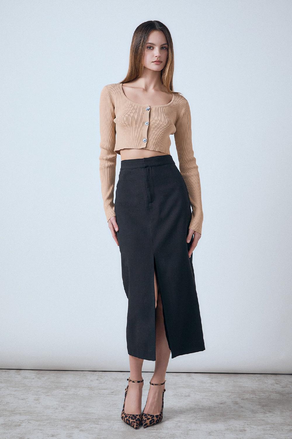 Endless Rose Cropped Knit Cardigan CAMEL