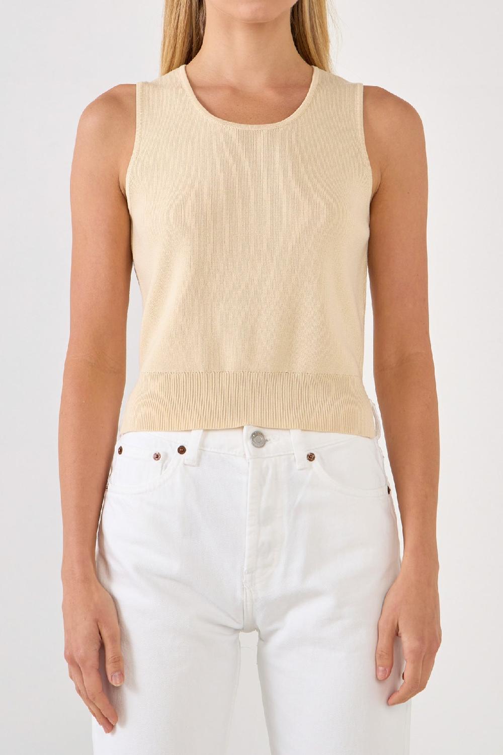 Endless Rose Cropped Knit Top BEIGE