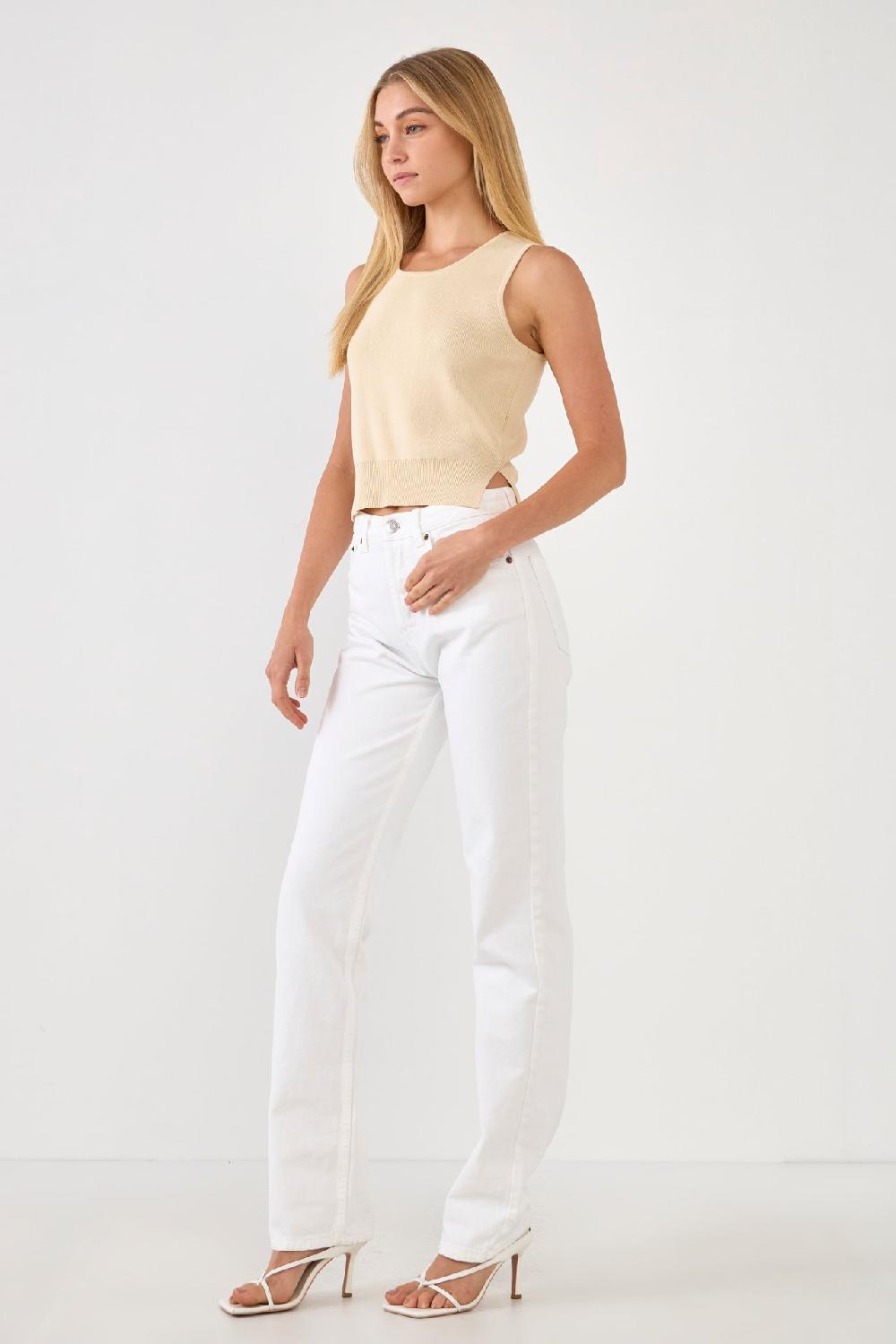 Endless Rose Cropped Knit Top BEIGE