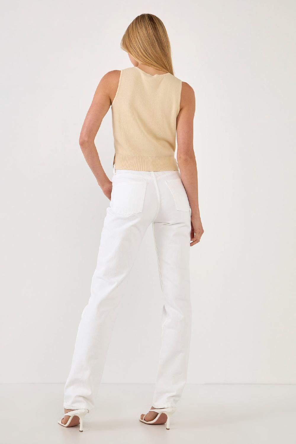 Endless Rose Cropped Knit Top BEIGE
