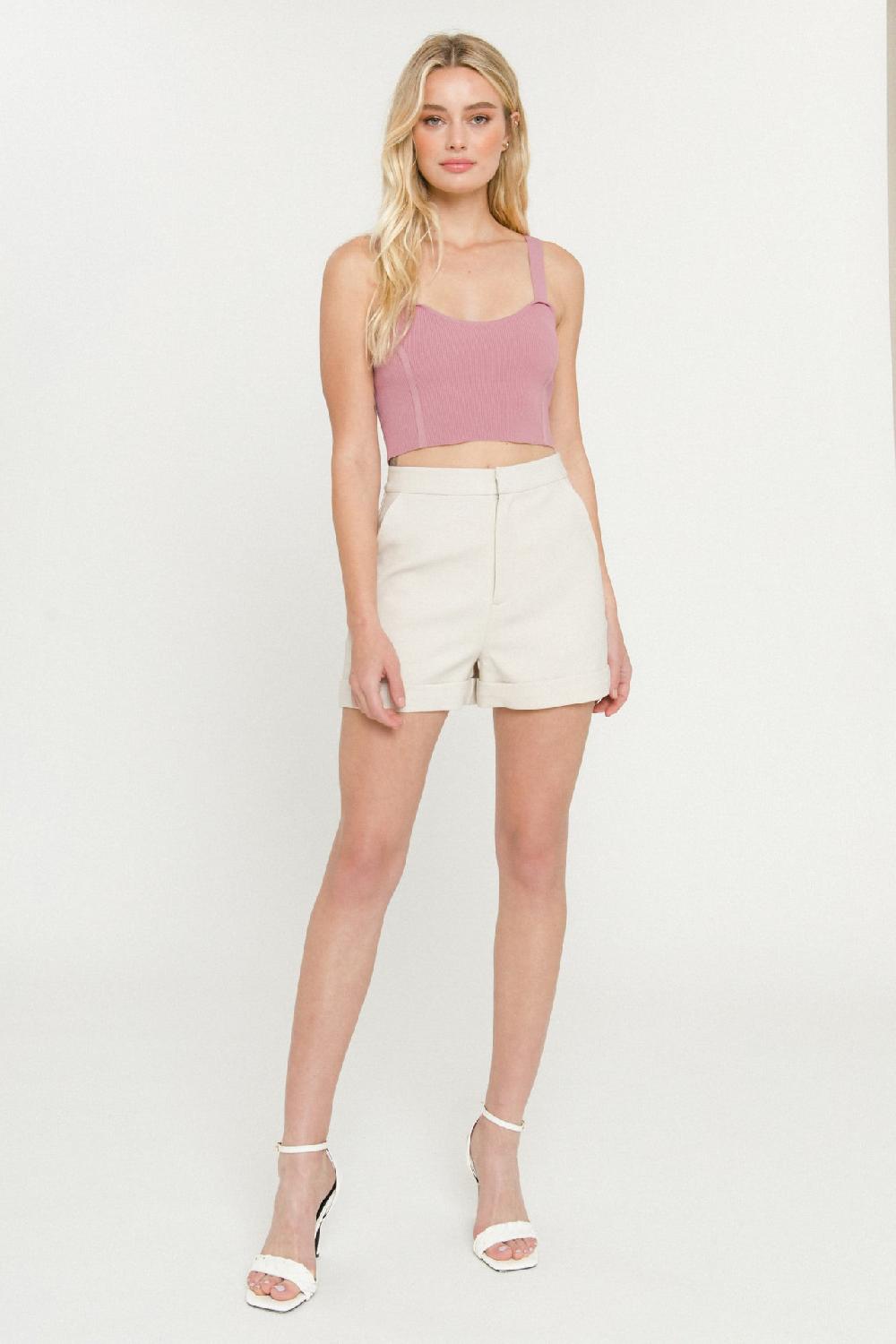 endless rose Cropped Knit Top MAUVE