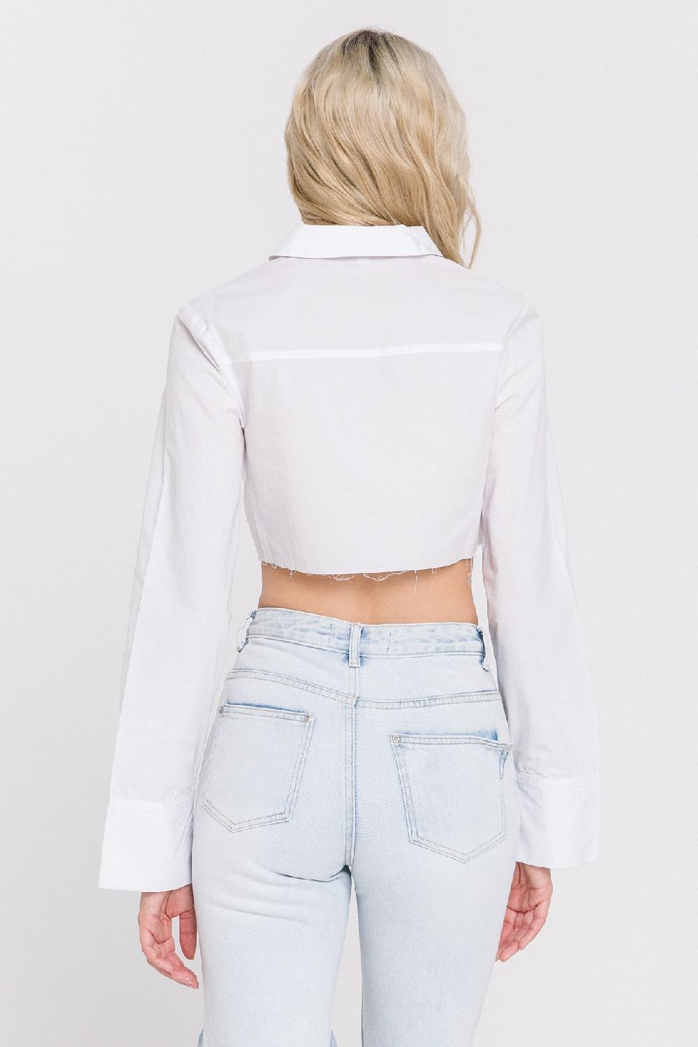 Endless Rose Cropped Long Sleeve Shirt WHITE