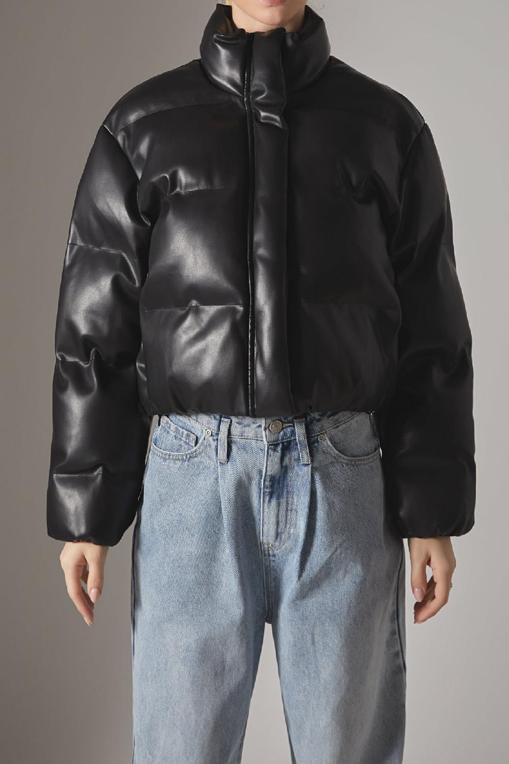 Endless Rose Cropped Puffer Jacket BLACK