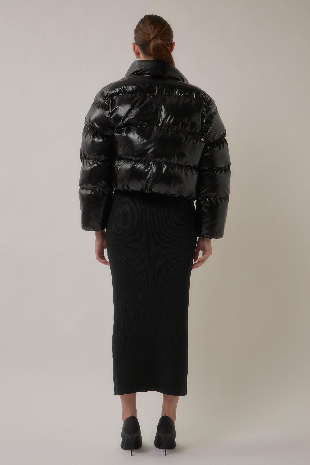 Endless Rose Cropped Puffer Jacket BLACK