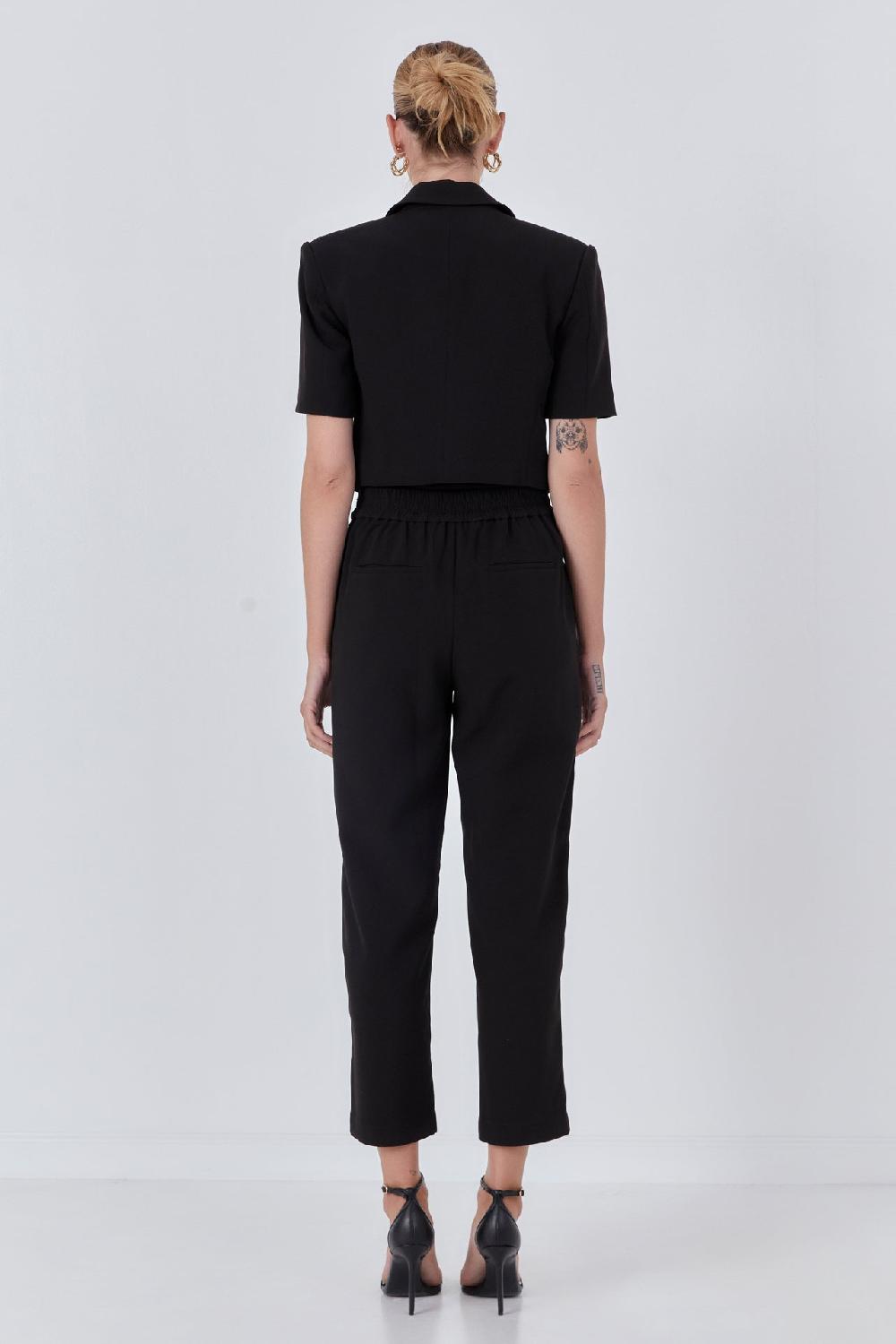 Endless Rose Cropped Short Sleeve Blazer BLACK