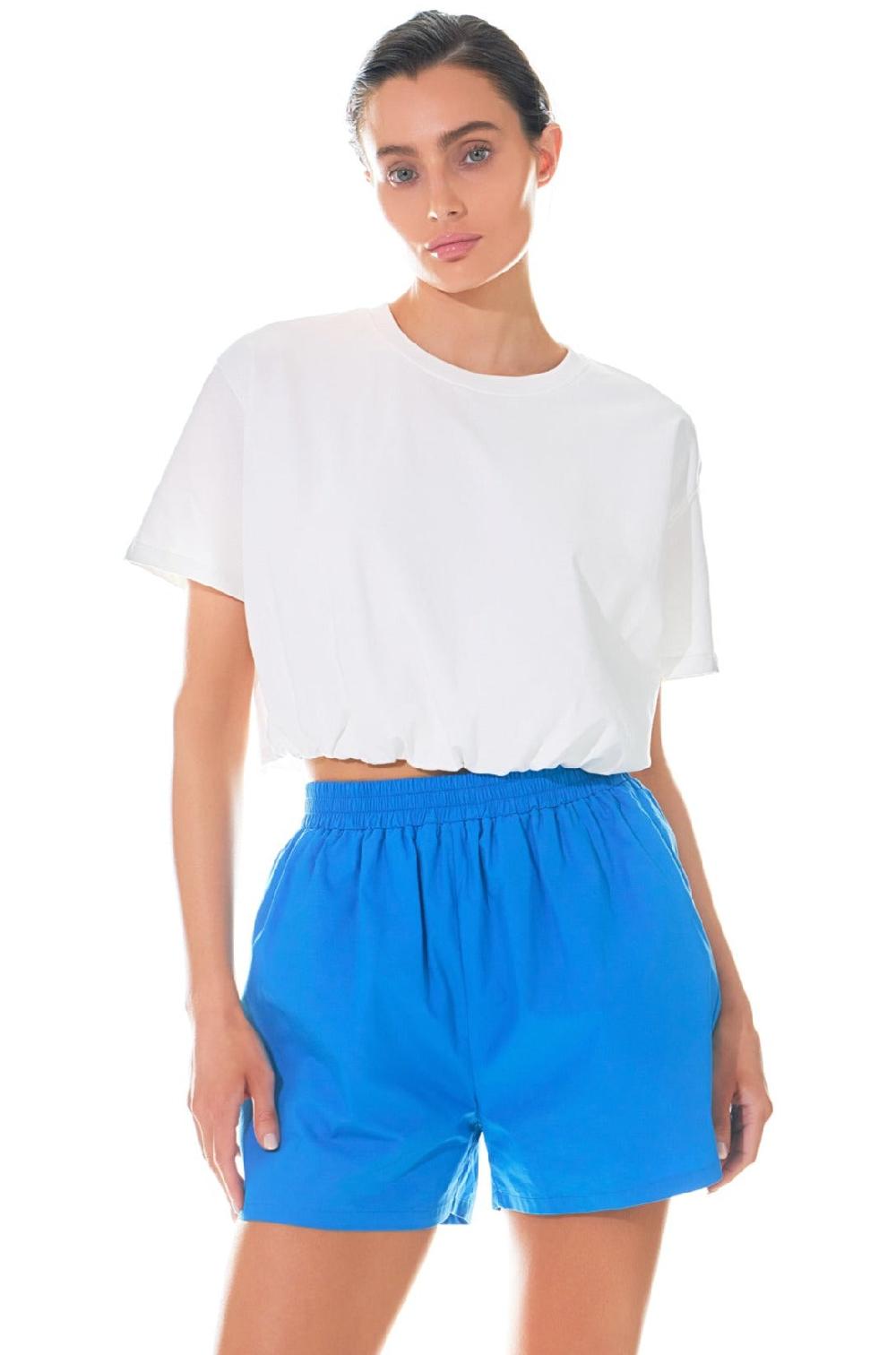 endless rose Cropped Top with Elastic Band WHITE