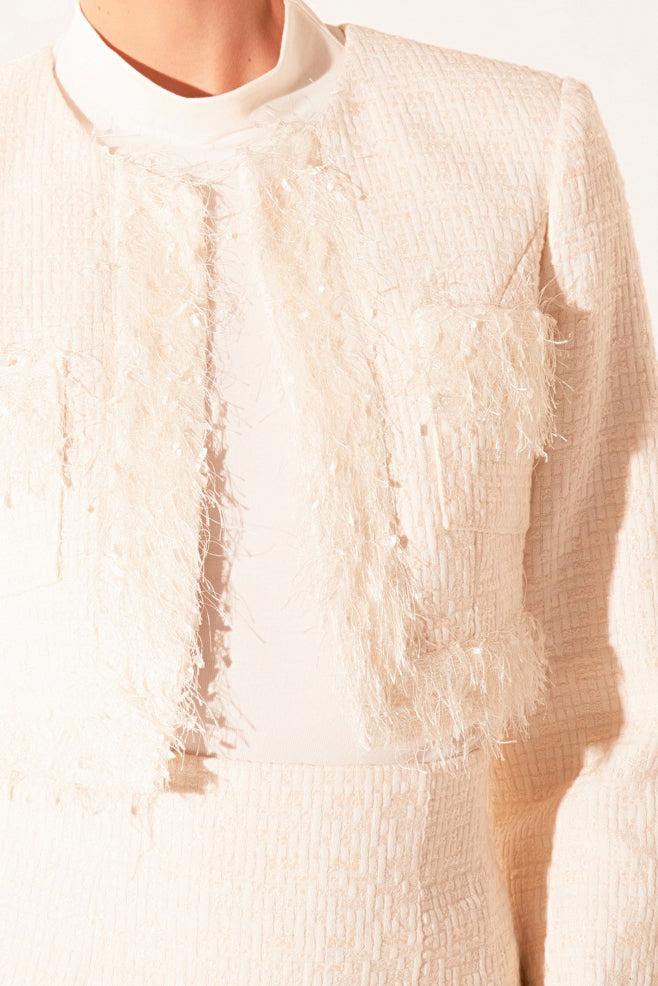 Endless Rose Cropped Tweed Jacket IVORY