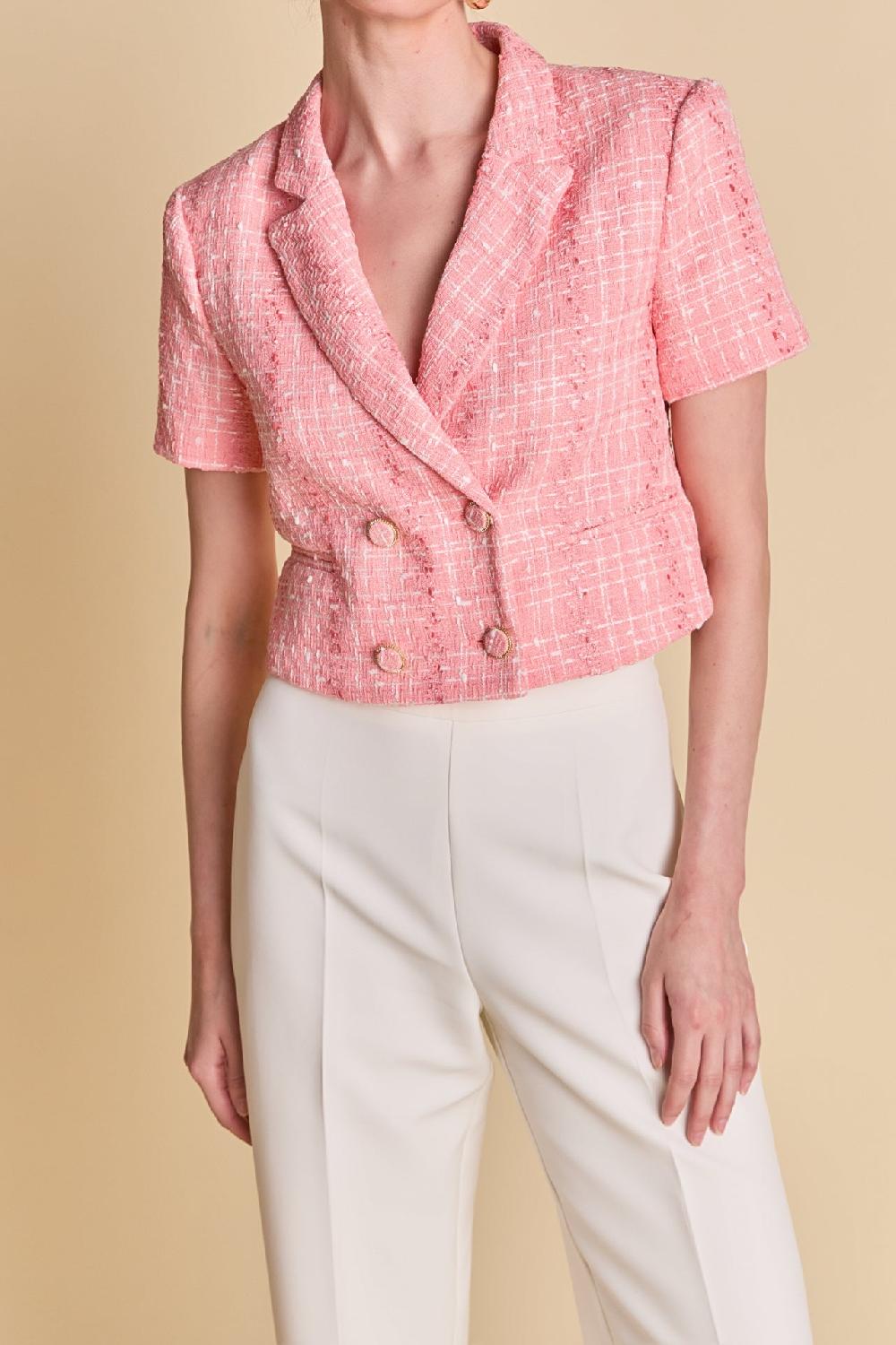 Endless Rose Cropped Tweed Jacket PINK