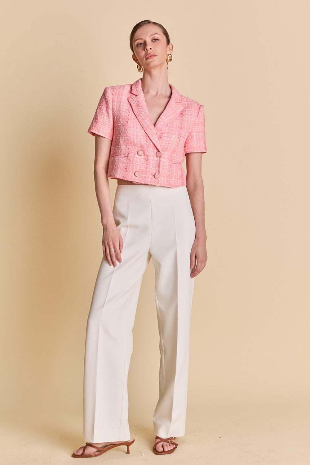 Endless Rose Cropped Tweed Jacket PINK