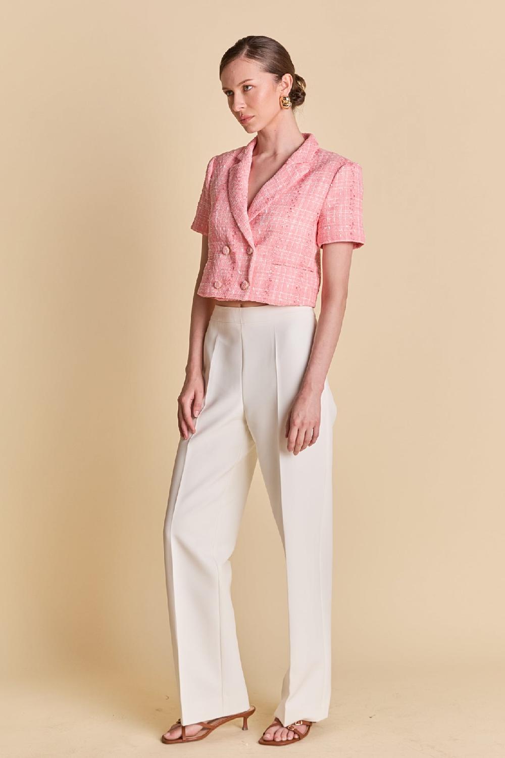 Endless Rose Cropped Tweed Jacket PINK