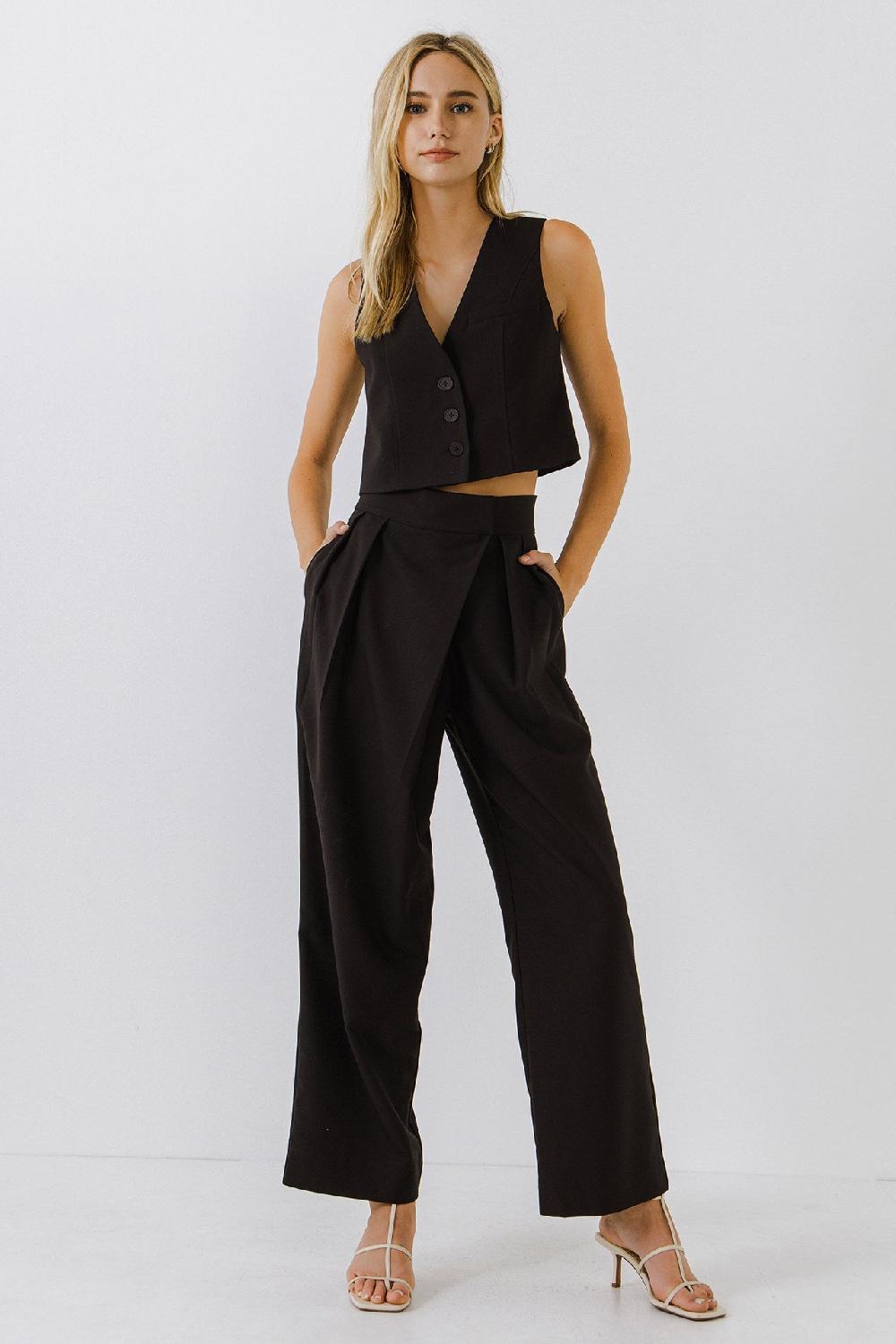 endless rose Cropped Vest BLACK