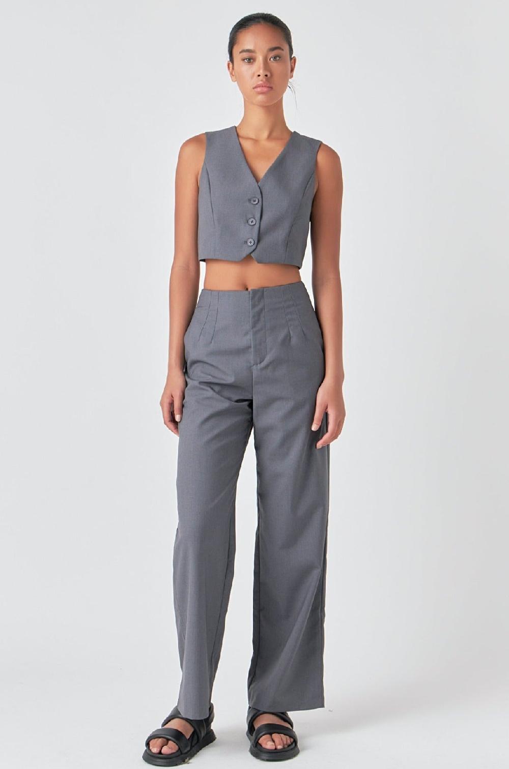Endless Rose Cropped Vest HEATHER GREY