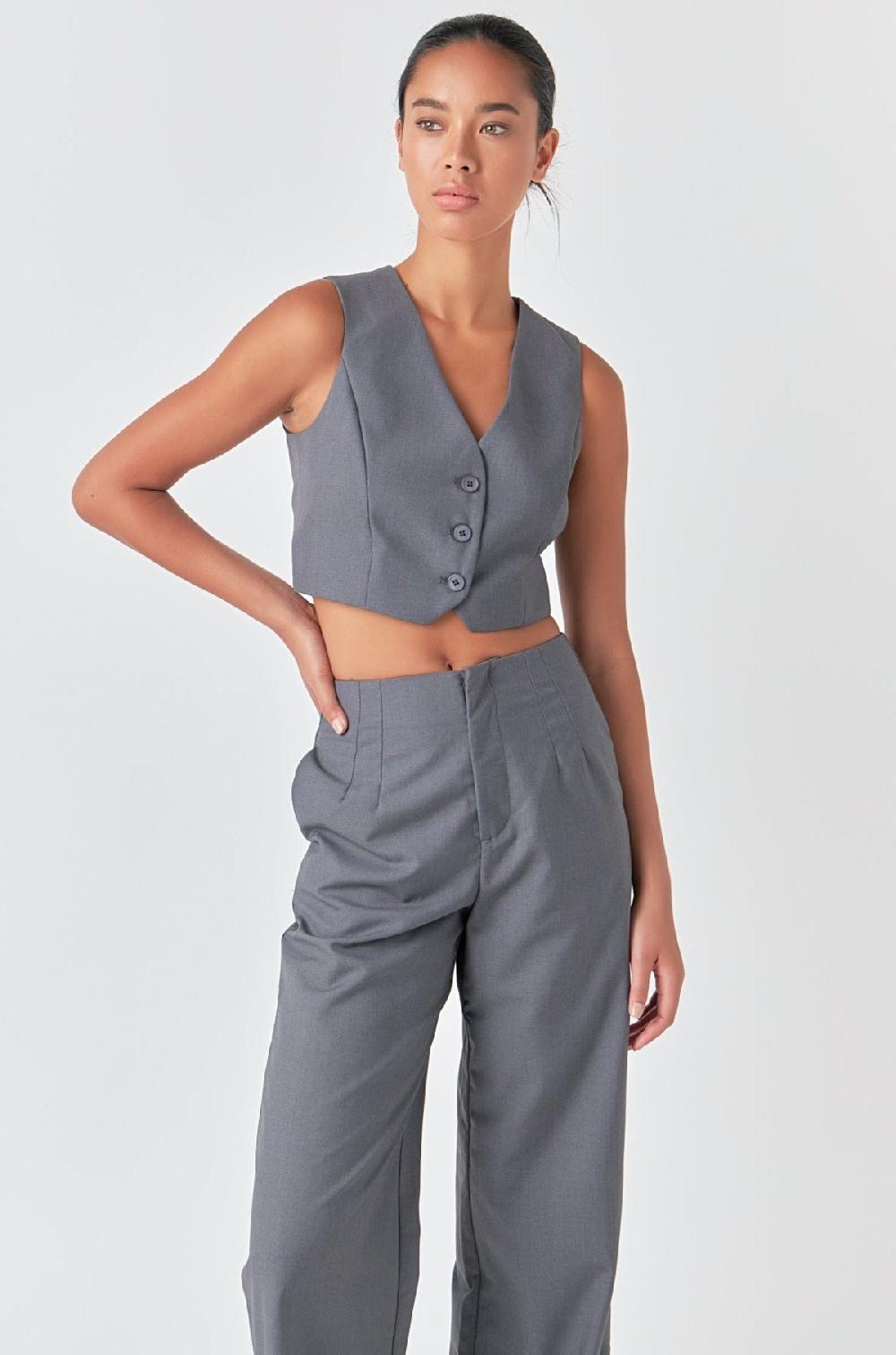 Endless Rose Cropped Vest HEATHER GREY