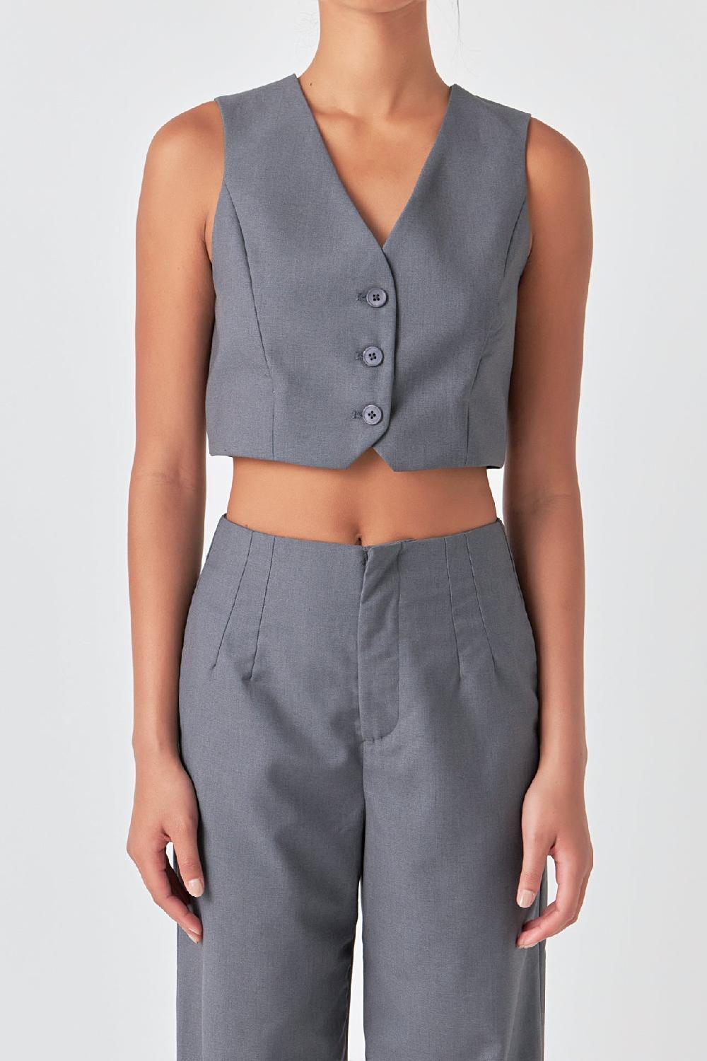Endless Rose Cropped Vest HEATHER GREY