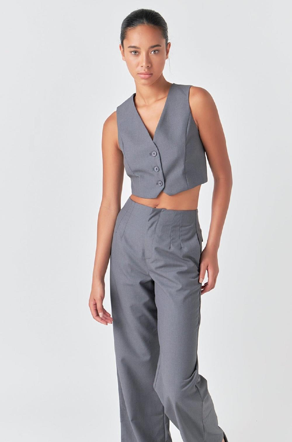 endless rose Cropped Vest HEATHER GREY