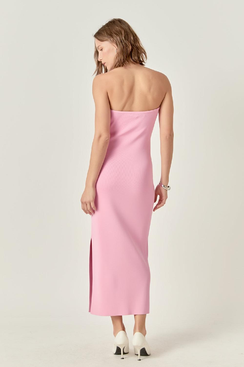 Endless Rose Curved Knit Midi Dress PINK