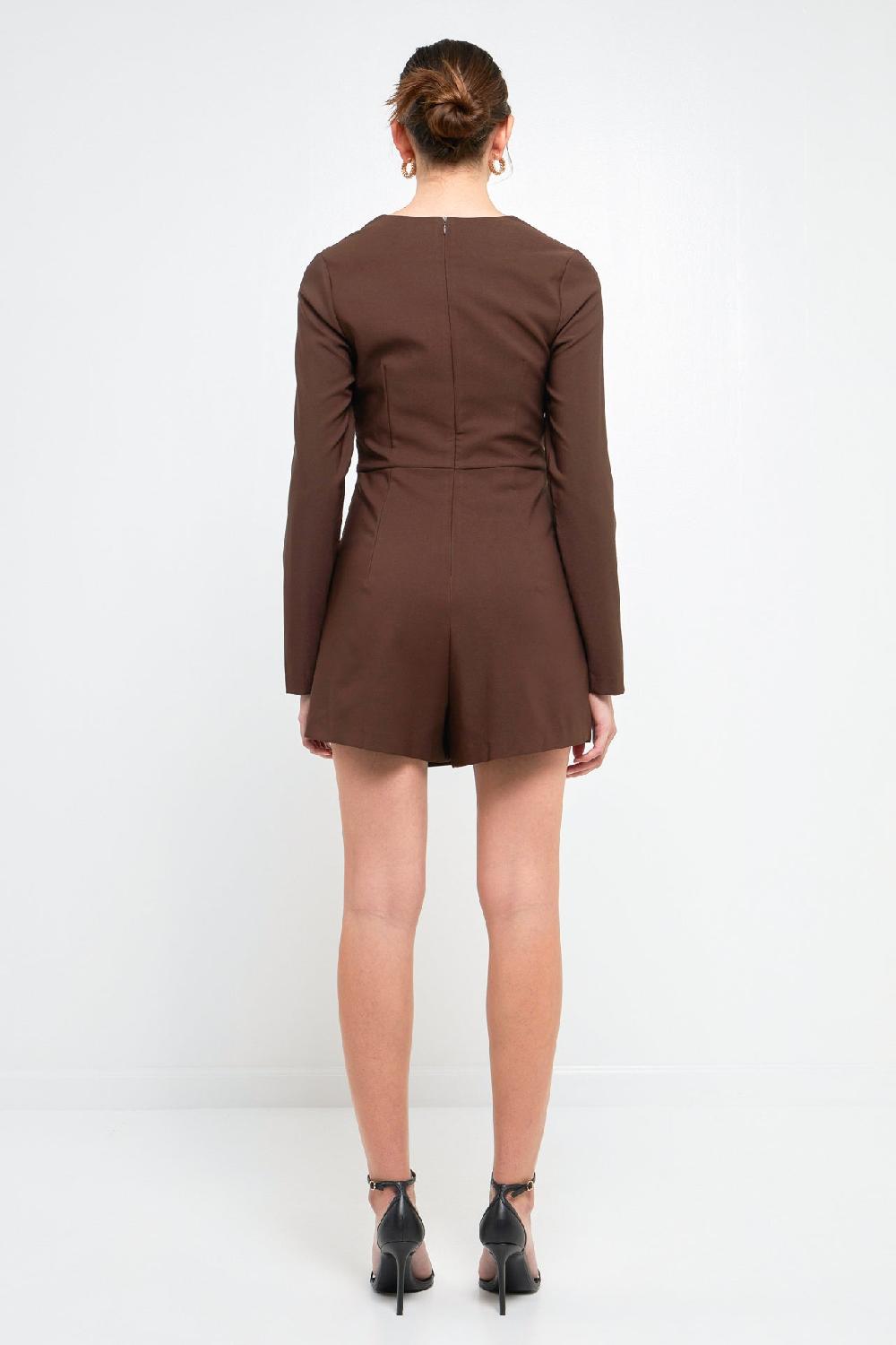 Endless Rose Cut Out Detail Romper BROWN