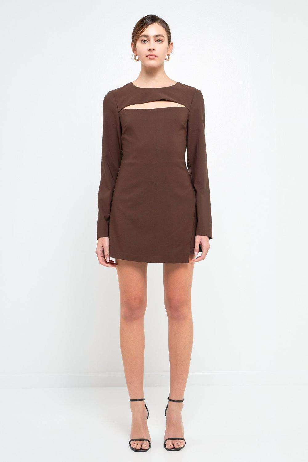 endless rose Cut Out Detail Romper BROWN