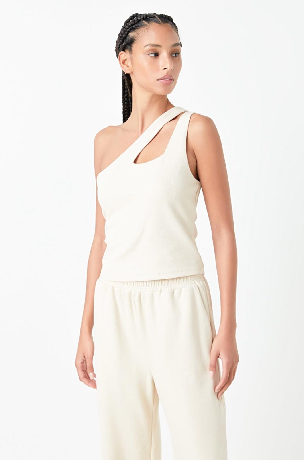 endless rose Cut-Out Detail Tank Top BEIGE